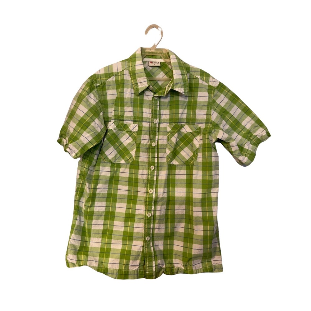 Alpine Design Mens Shirt Size Small Green Plaid Shortsleeved Button Up Hiking